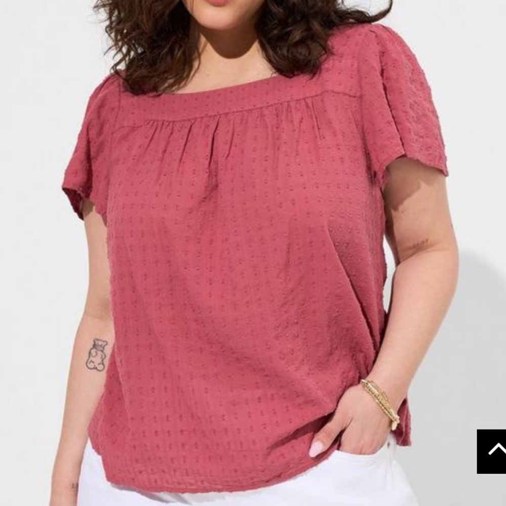 Torrid Clip Jacquard Square Neck Flutter Sleeve Top Size 3, 22/24